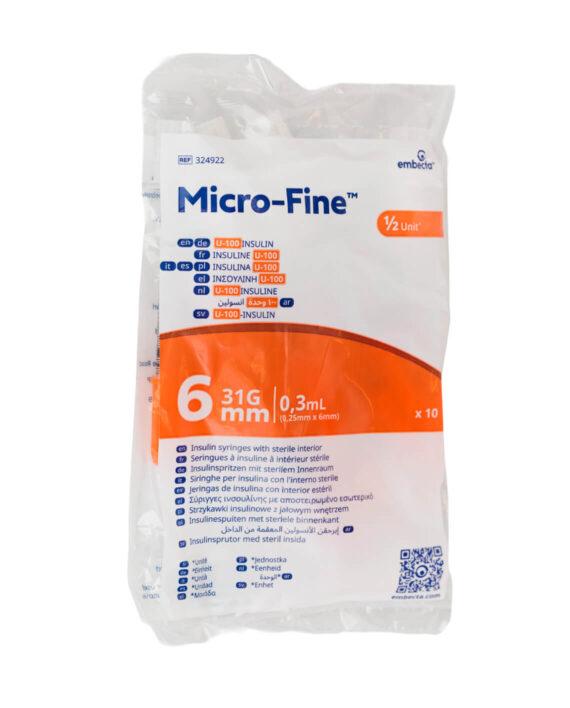 embecta Micro-Fine Insulin Syringes U-100 0,3ML 6MM 31G Bag of 10