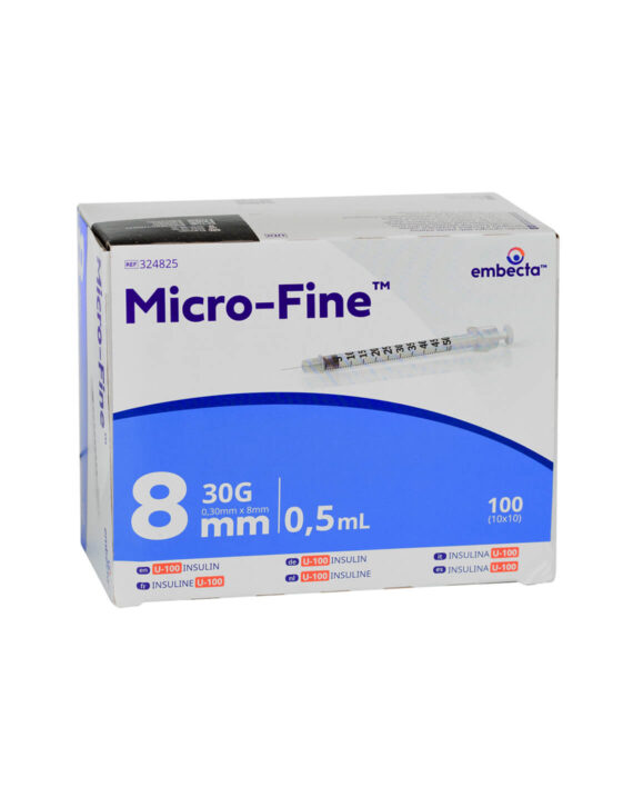 embecta Micro-Fine Insulin Syringes U-100 0,5ML 8MM 30G (100 pieces)