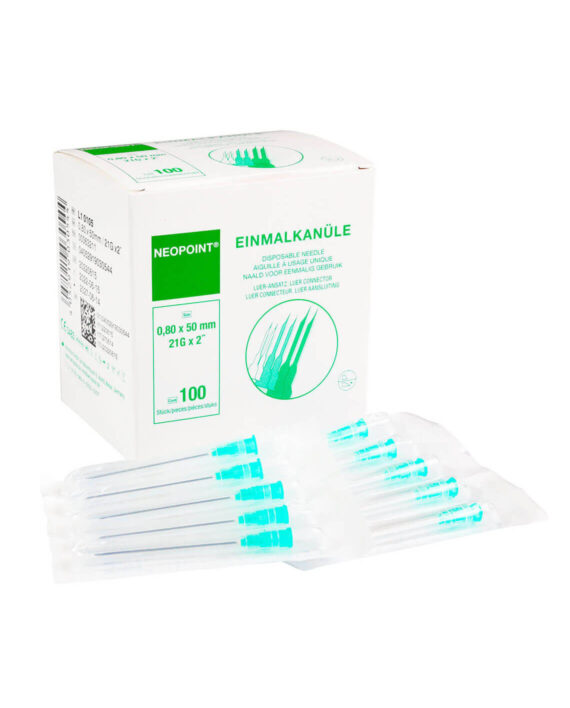 Neopoint Hypodermic Needles 21G × 50MM Green (100 pieces)